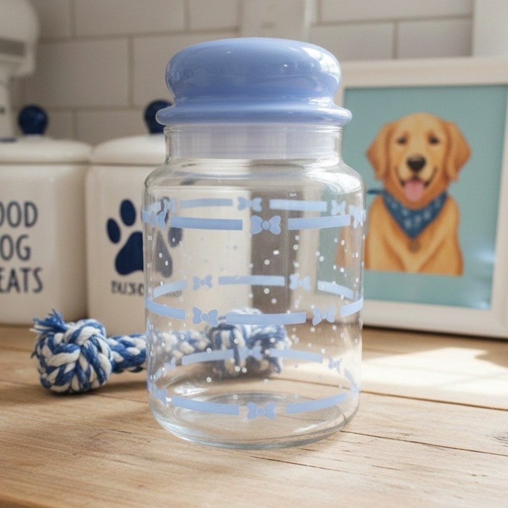 Anchor Hocking Bowtie Treat Canister, Vintage Glass Storage, Replacement Jar
